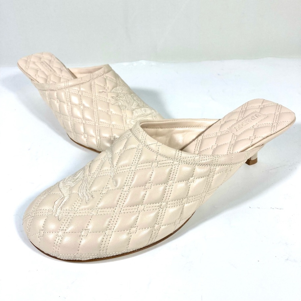 Burberry EKD Leather Baby Kitten Heel Mules Soap Size EU 40 US 9 NEW Quilted